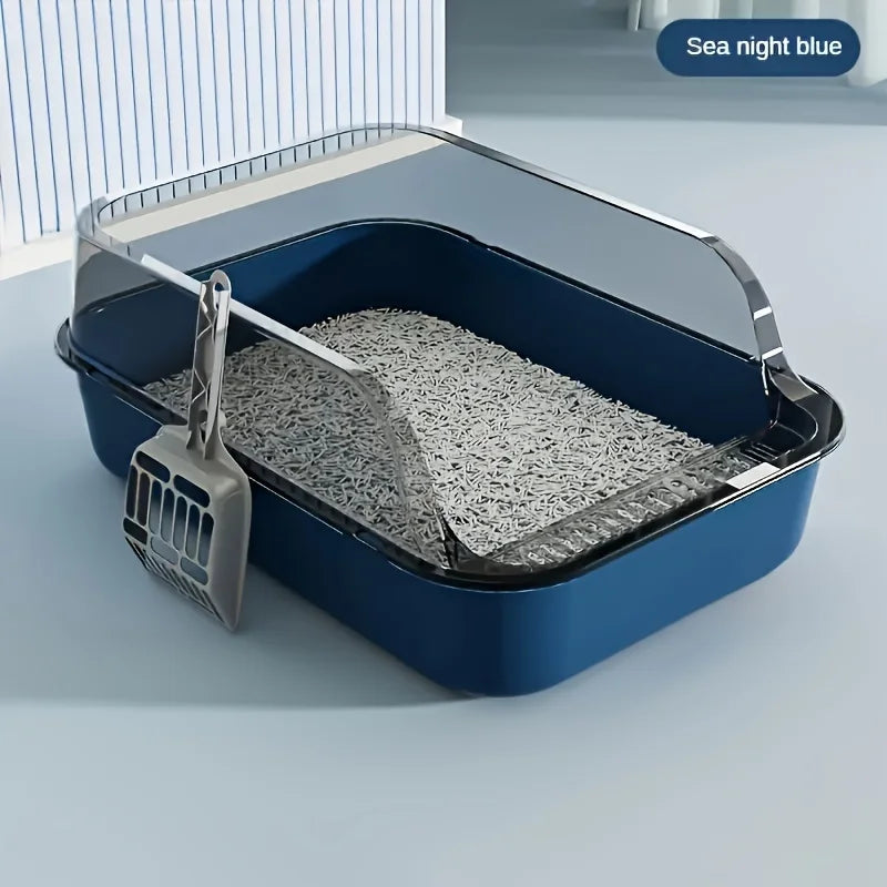 Three-Piece Suit，High Quality Plastic Litter Box Semi-Enclosed，Convenient for Cats to Enter and Exit，Attached Cat Litter Scoop
