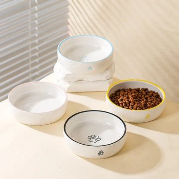 Cute Ceramic Cat Bowl Pet Feeders Round Water Food Bowls